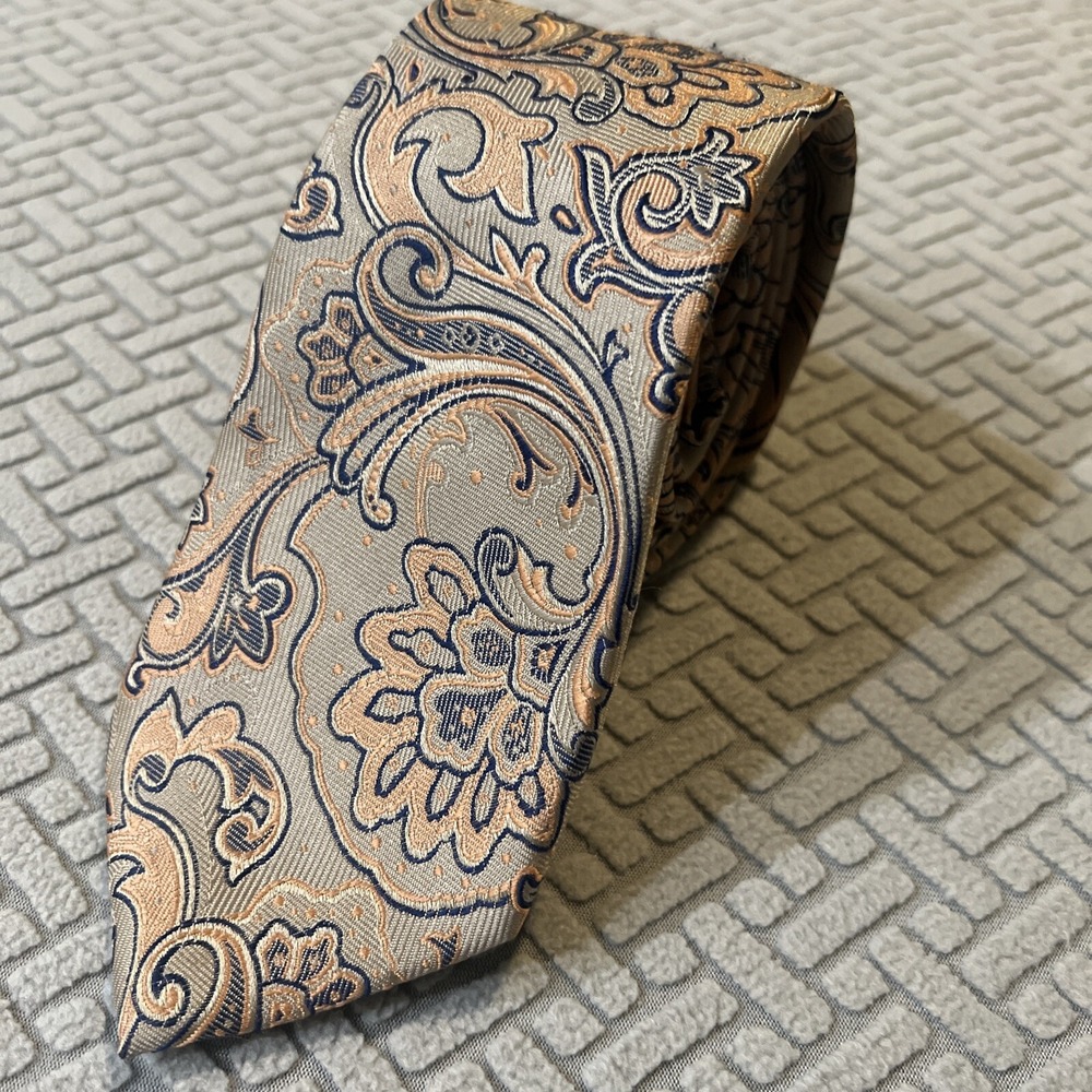 Dockers Neck Tie TAN/ONG/BLUE Floral Print Polyester 62" X 3" X-Long
